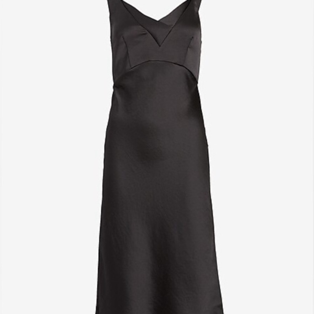 Express Black V-Neck Slip Midi Dress